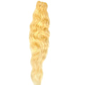 #613 Blonde Indian Hair bundle with white background. The bundle has a non processed natural pattern. It's made with 100% raw virgin Indian hair.