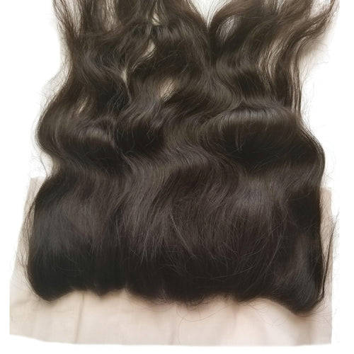 Raw Indian Hair 13x4 Frontal. It's made with real virgin Indian hair that is 100% non processed. Totally natural hairline with baby hairs.