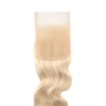 613 Blonde Indian Hair 5x5 Closure. It's a 5x5 lace closure made with 613 blonde Indian hair.